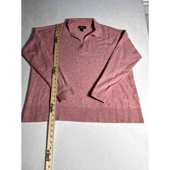 Lands End Womens 100% Cashmere Johnny Collar Sweater Pink Long Sleeve Size Large - Picture 4 of 10